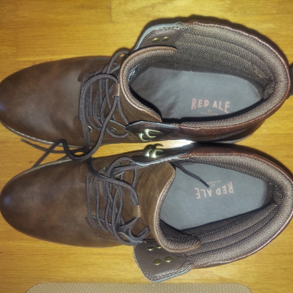 RED ALE BY ALESBURY MEN'S BROWN FAUX LEATHER HIKING BOOTS SIZE 13 NWOB - Picture 7 of 12